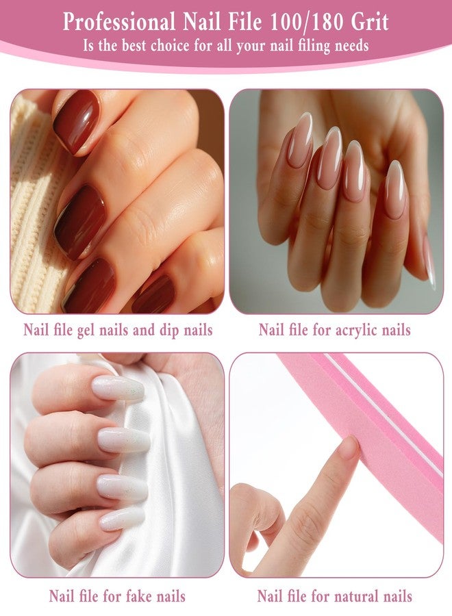 JOUTYFOR 100 Pack Nail Buffers 100/180 Grit Heavy Duty Nail Files for Women Washable Double Sided Nails Sanding Block File for Acrylic Natural Gel Nails, Pink - Image 5